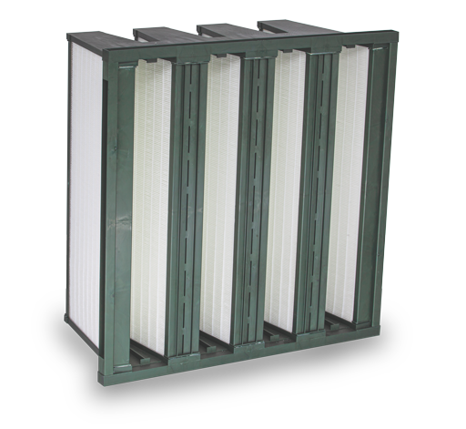 energiesparender V-Form Kompaktfilter (4V), HS-Mikro Pak 4V ECONERGY, ISO ePM1 65%, Gr. 592x287x292 mm, Rahmen: Kunststoff mit Flansch