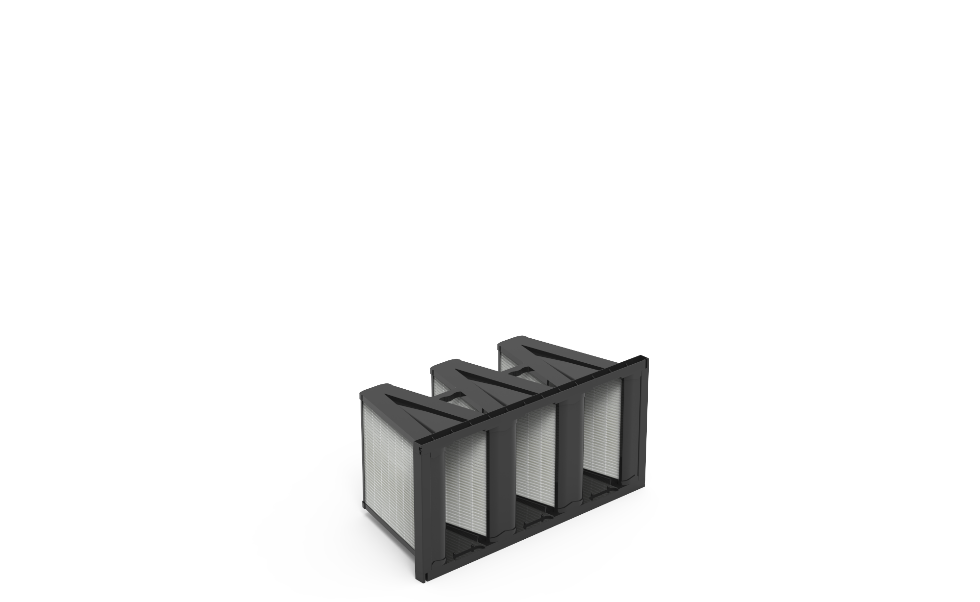 V-Form Kompaktfilter (3V), ISO ePM1 60%, Gr. 592x287x292mm, Rahmen: Kunststoff mit Flansch